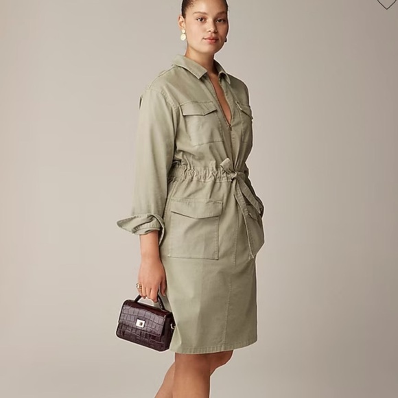 J crew Cinched-waist utility dress in stretch chino iced pine size 8 nwt utility - Picture 1 of 12